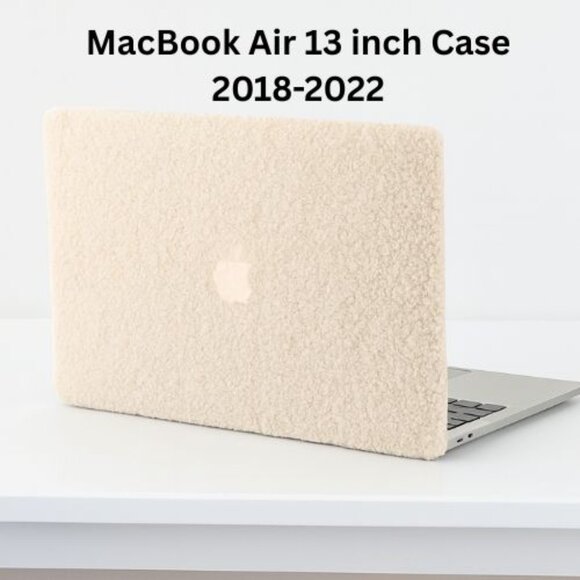 New Soft Fluffy Case Cover for MacBook Air 13" 2018-2022 Cream Cover - Picture 1 of 2